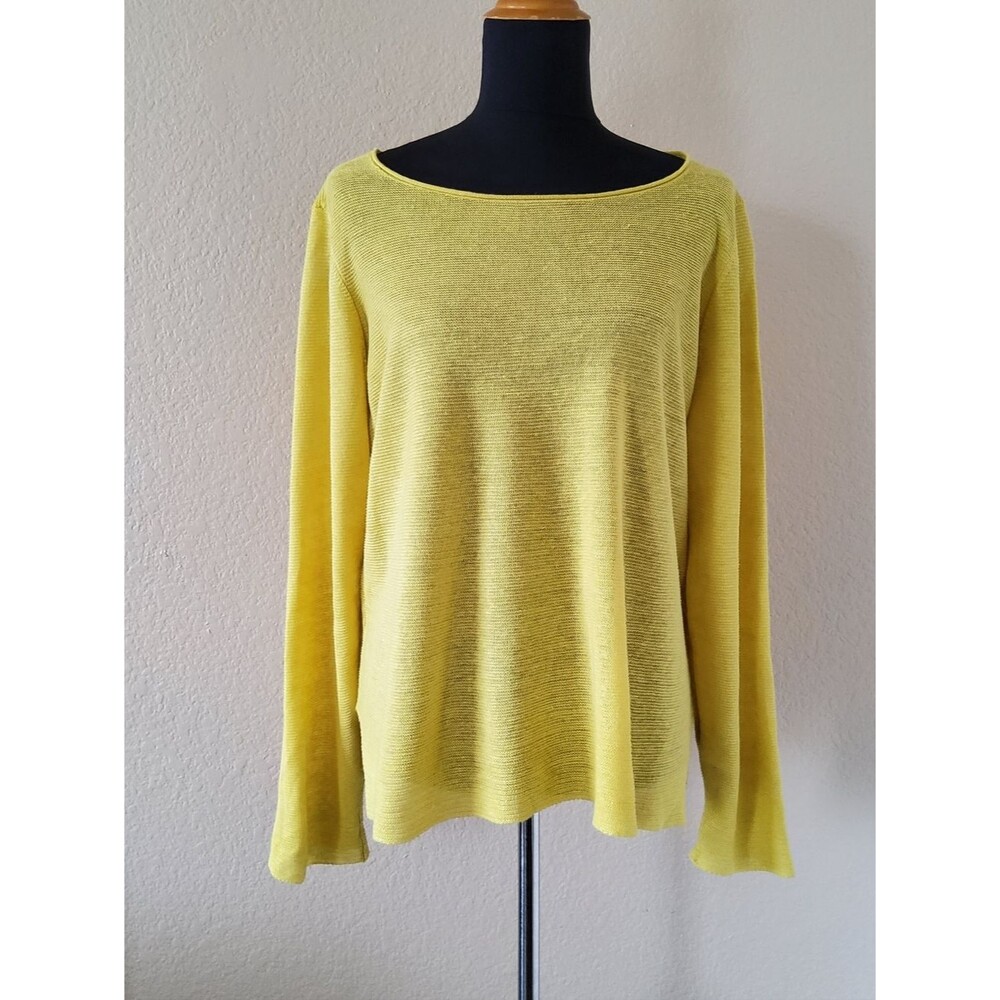 Eileen Fisher Yellow Organic Linen Long Sleeve Tunic​ Top Size M